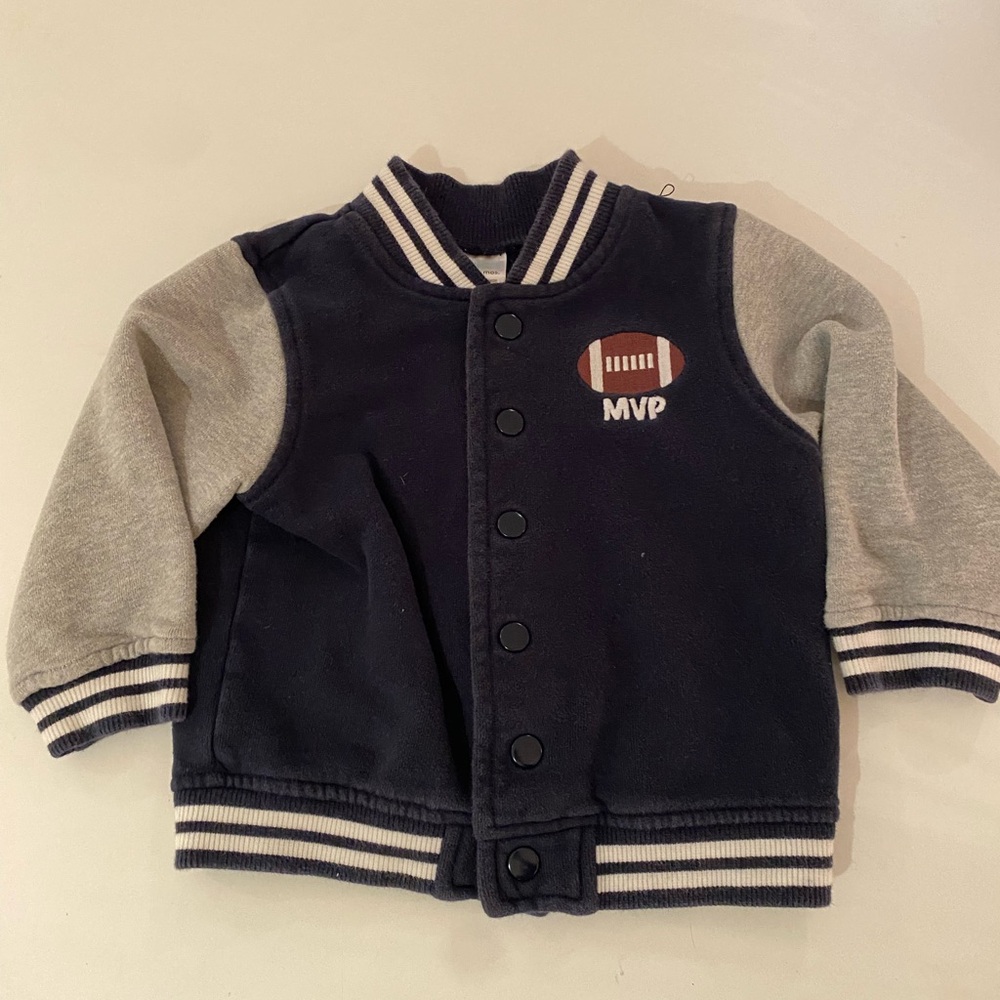 3 for $10 Gymboree Navy and White Varsity Jacket Sweater Football MVP